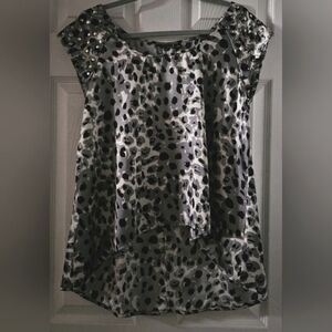 Allen B Animal Print High-Low Blouse